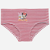 Red and white striped girls' underwear with cartoon characters and 'Minnie & Daisy' text on front