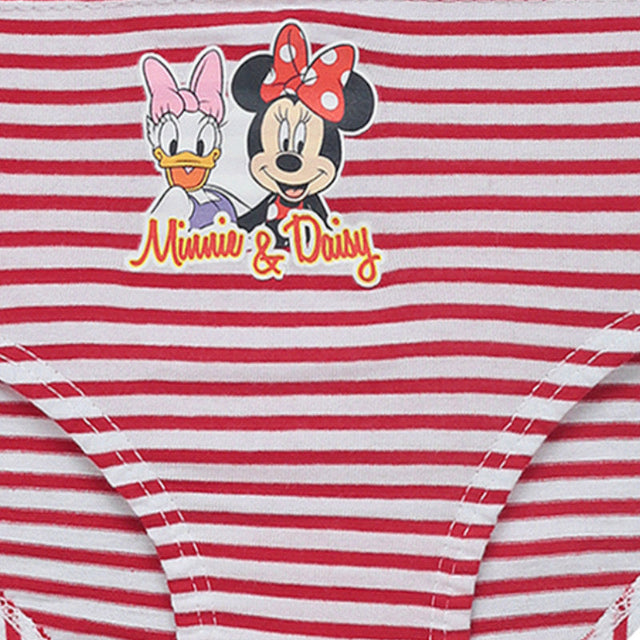 Red and white striped kids underwear with Minnie and Daisy cartoon print