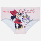 Girls' pink polka dot underwear with cartoon characters and 'Oh, what a lovely day?' print