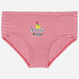 Red and white striped girls' underwear with summer drink and 'Summertime' print on front