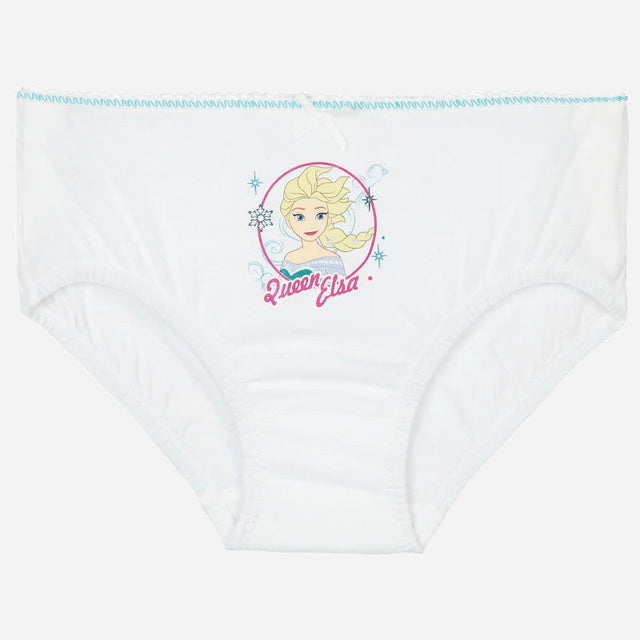 White girls' underwear with Elsa cartoon print and Queen Elsa text on front