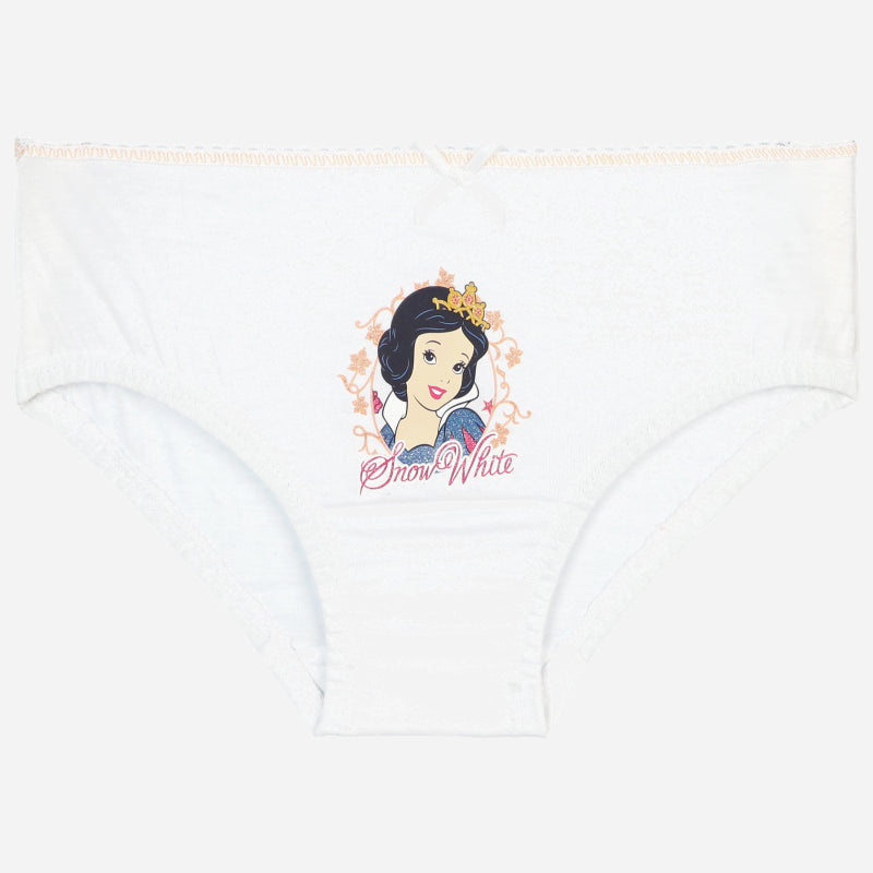 White girls' underwear with Snow White cartoon print and small front bow, kids innerwear