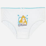 White girls' underwear featuring a cartoon princess graphic and 'Aurora' text on front.