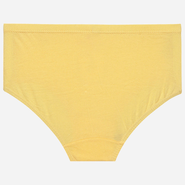Plain yellow girls' cotton brief underwear, full back coverage, kids innerwear