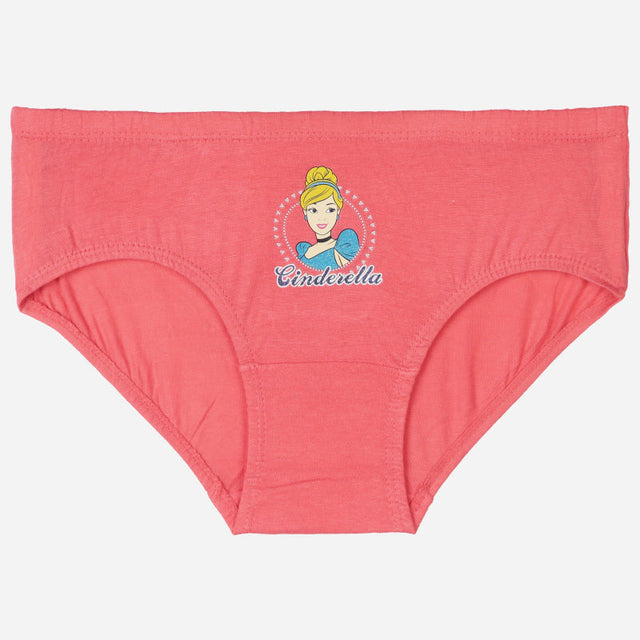 Pink girls' cotton underwear featuring Cinderella cartoon print on the front.