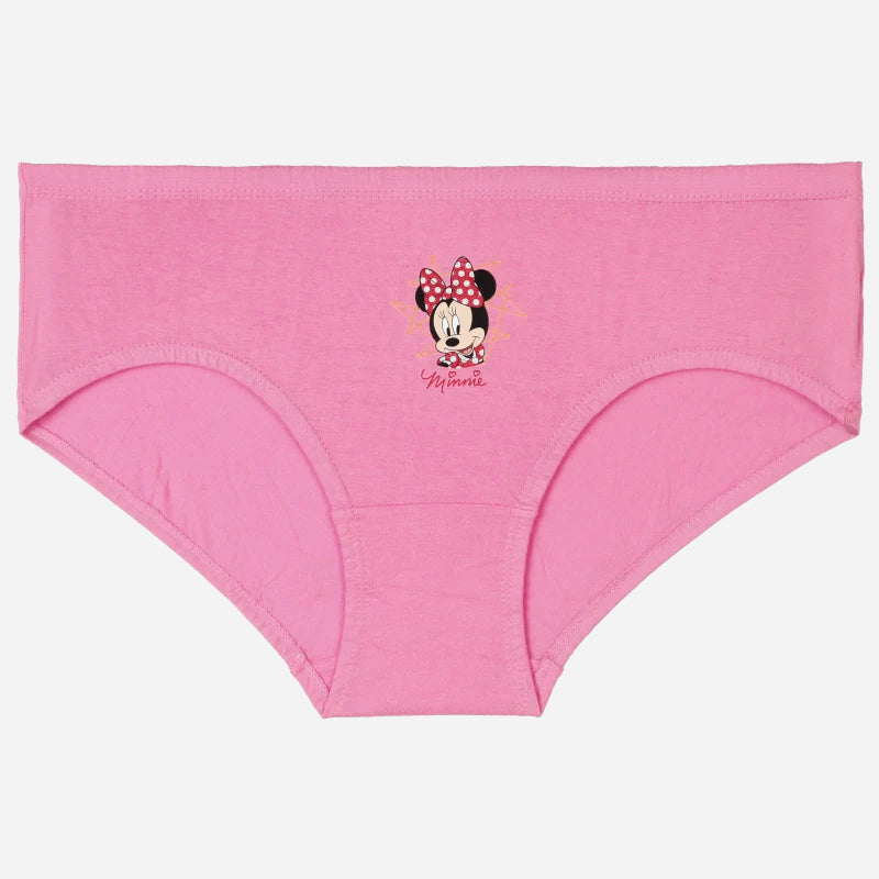 Pink girls' underwear with cartoon character print and comfortable cotton fabric