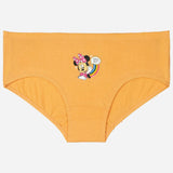 Orange girls' underwear with cartoon character and rainbow print, soft cotton innerwear