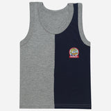Kids sleeveless vest in grey and navy blue with Donald Duck cartoon patch on chest