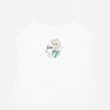 White girls' camisole with Elsa character graphic and pink star accents on front