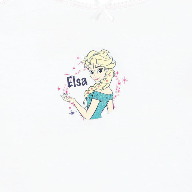 White kids innerwear with Elsa cartoon print and sparkles on front