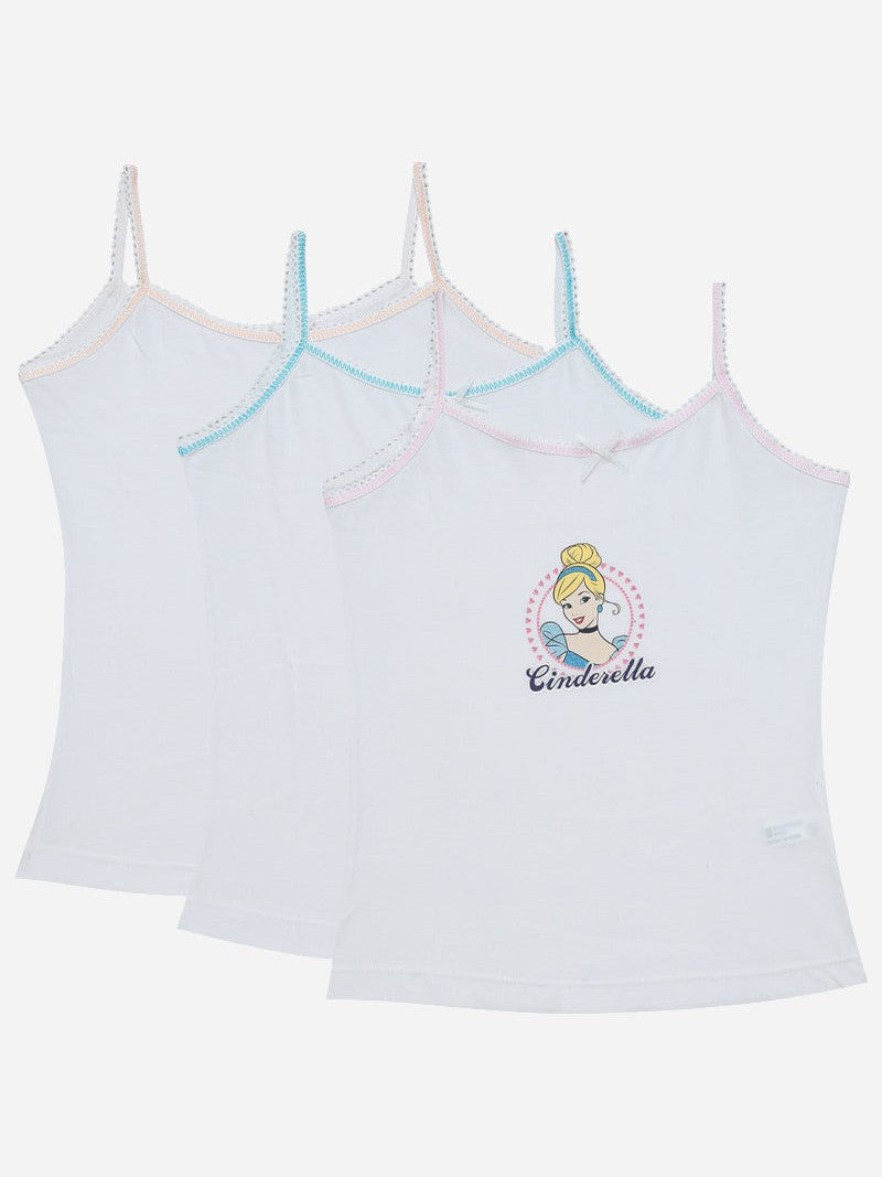 Bodycare Princess Girls Vest Round Neck Sleeveless Solid Pack Of 3