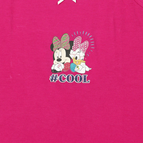 Pink kids innerwear top with cartoon characters and #COOL text print