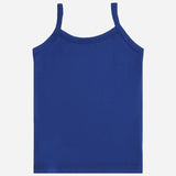 Blue kids camisole innerwear with spaghetti straps on white background