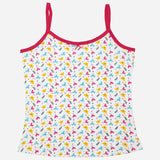 Girls' camisole with colorful butterfly print and pink straps, kids innerwear top