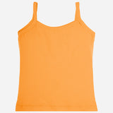 Orange cotton kids camisole with spaghetti straps, innerwear, plain background