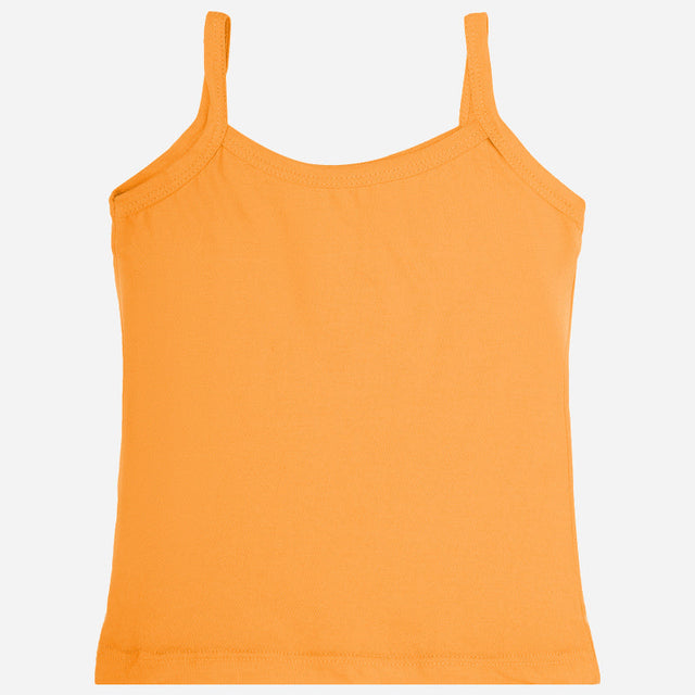 Orange cotton kids camisole with spaghetti straps, innerwear, plain background
