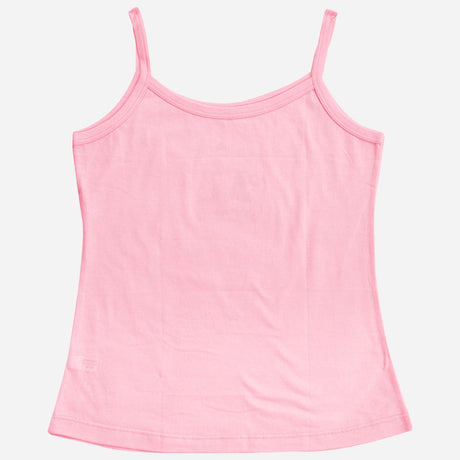 Light pink girls camisole with thin shoulder straps, kids innerwear on white background
