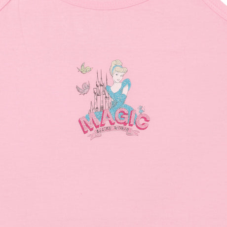Pink kids' innerwear with fairy-tale princess, castle, and 'Magic' text graphic.