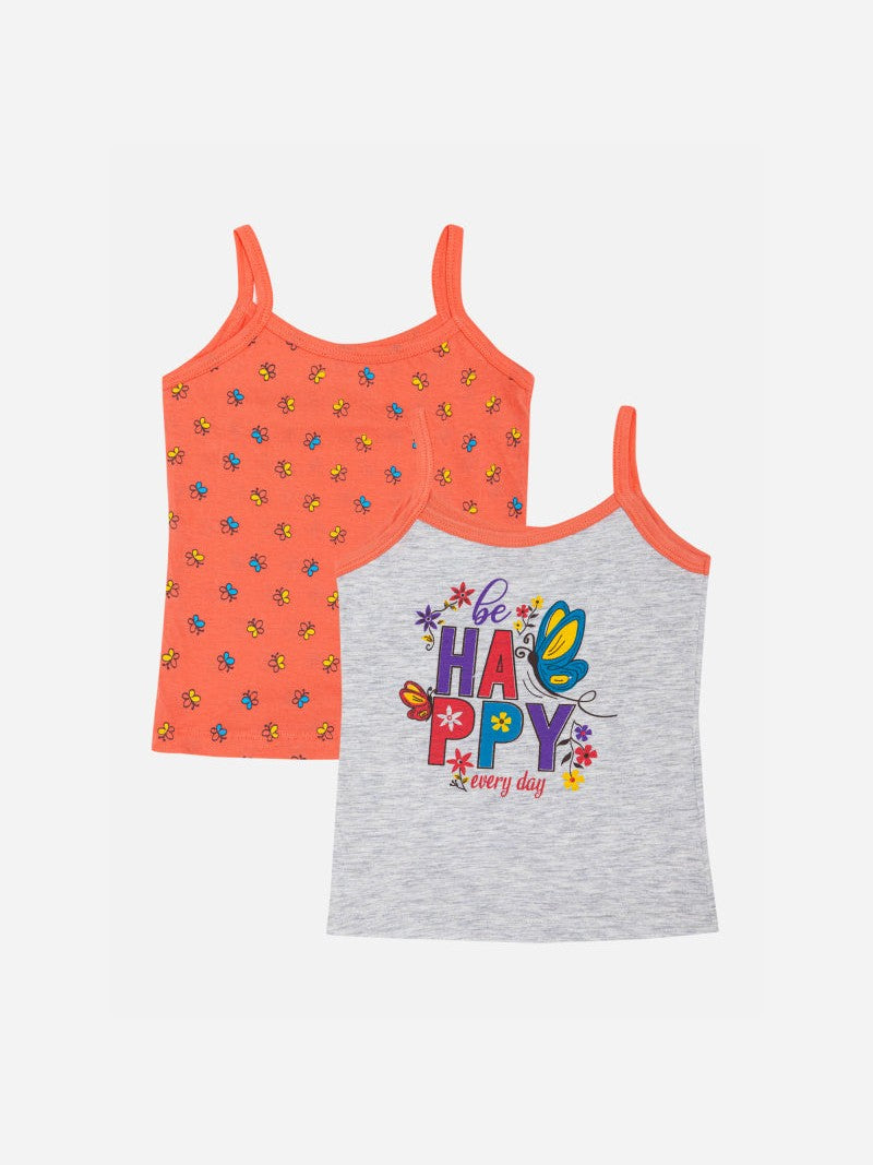 Bodycare Girls Vest Dori Neck | Regular Fir | 100% Cotton |Sleeveless Assorted Pack Of 2