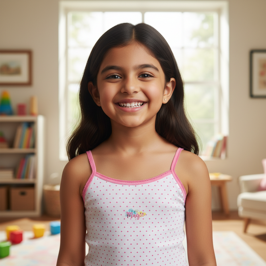 Bodycare Girls Vest Dori Neck | Regular Fit |Sleeveless | 100% Cotton |Solid Assorted Pack Of 2