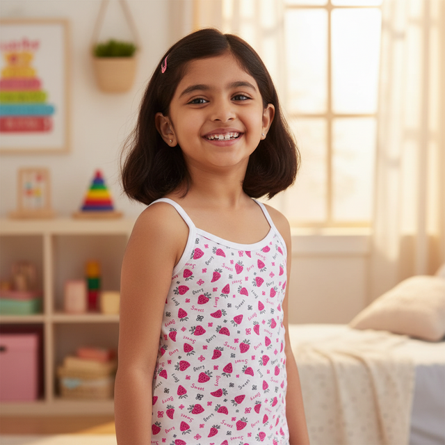 Girls 100% Cotton Vest Round Neck Dori Neck Pack of 2 - Bodycare