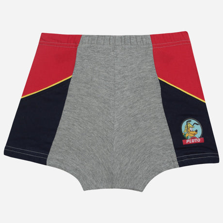 Kids grey, red, and navy innerwear shorts with Pluto cartoon print, comfortable fit