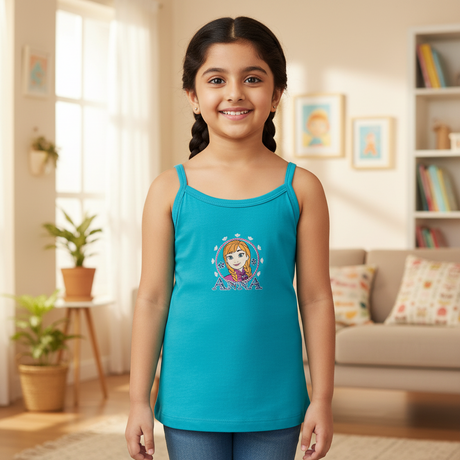 Bodycare Frozen Girls Vest Dori Neck Sleeveless Solid Pack Of 6