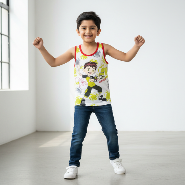Boys Benten Innerwear Vest 100% Cotton Regular Fit Skin Friendly Lightweight Sleeveless for Everyday Comfort - Pack of 3