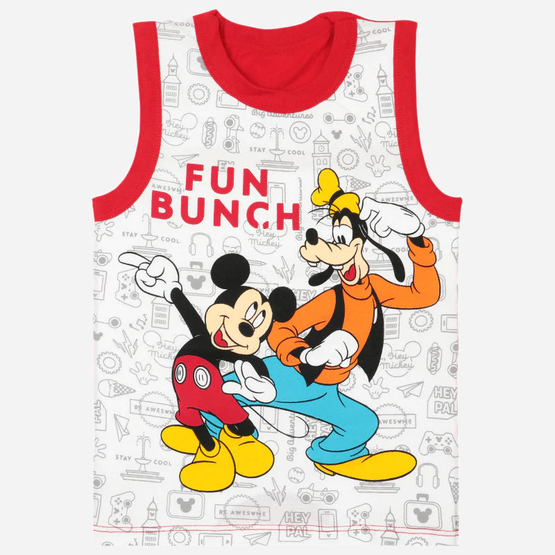 Bodycare Mickey & Friendss Boys Vest Round Neck Sleeveless Solid Pack Of 3