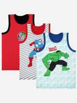 Bodycare Avengers Boys Vest Round Neck Sleeveless Solid Pack Of 3