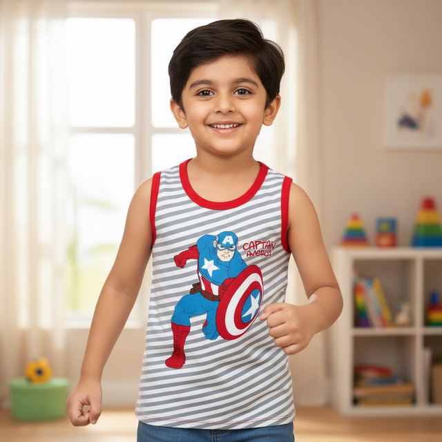 Boys Avengers Vest Round Neck Sleeveless Pack of 3 - Bodycare