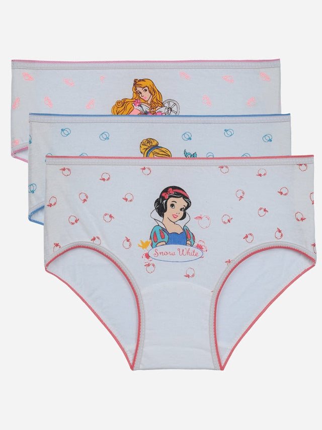 Girls' cotton innerwear multipack with cartoon princess prints and pastel patterns