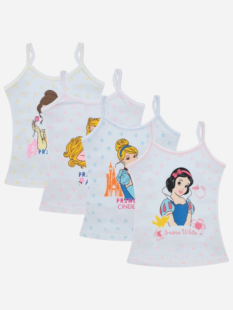 Bodycare Princess Girls Cotton Vest Dori Neck Sleeveless Solid Pack Of 4