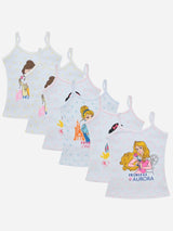 Bodycare Princess Girls Cotton Vest Dori Neck Sleeveless Solid Pack Of 6