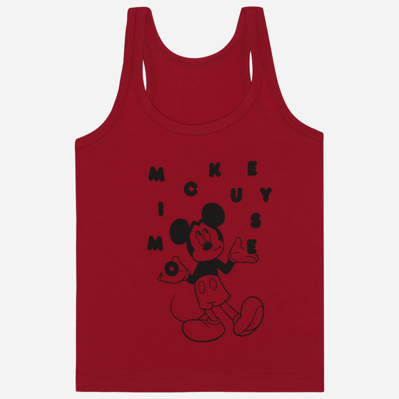 Bodycare Mickey & Friends Boys Cotton Vest Round Neck Sleeveless Solid Pack Of 3