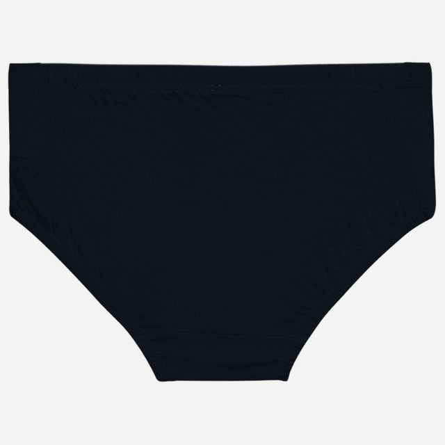 Navy blue kids innerwear brief on a plain white background