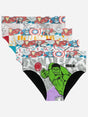 Pack of colorful boys' underwear with superhero prints including Hulk and Avengers characters