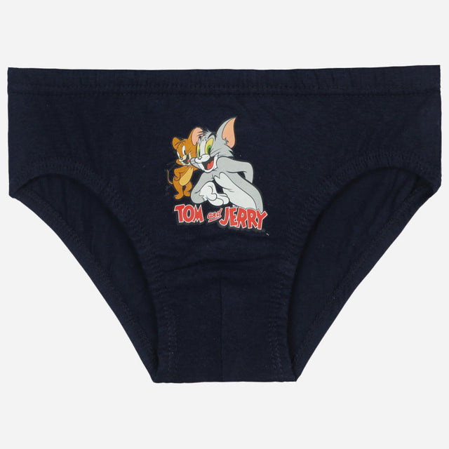 Navy blue kids underwear with Tom and Jerry cartoon graphic on the front