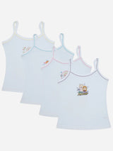 Bodycare Frozen Girls Cotton Vest Dori Neck Sleeveless Solid Pack Of 4