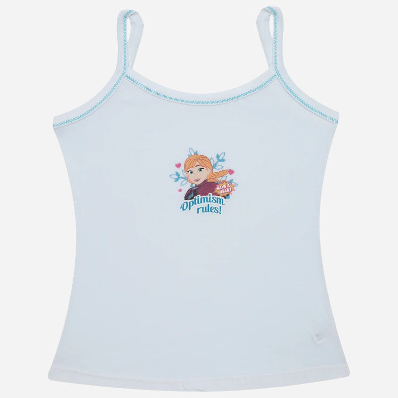 Bodycare Frozen Girls Cotton Vest Dori Neck Sleeveless Solid Pack Of 4