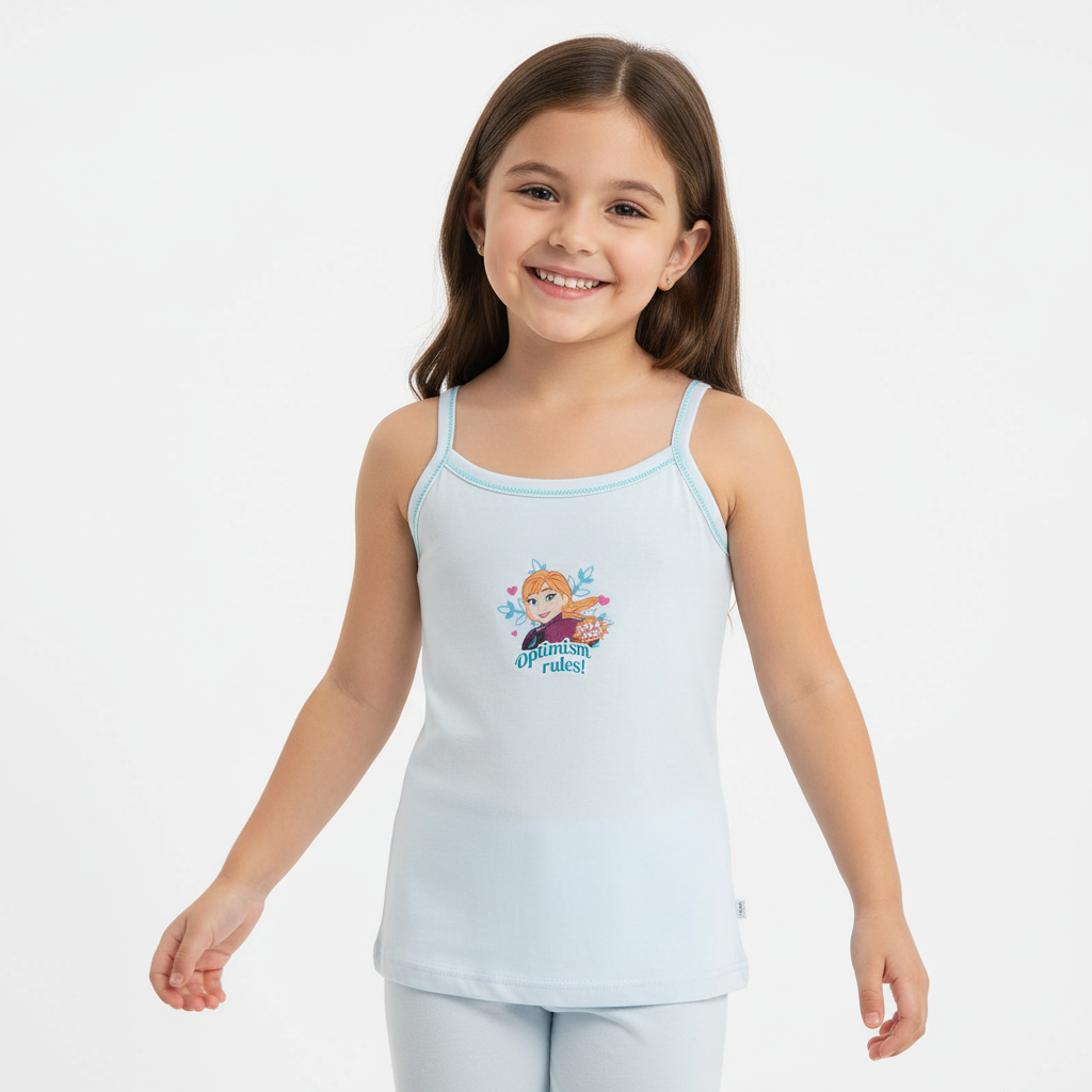 Girls Frozen Vest Dori Neck Sleeveless Pack of 4 - Bodycare