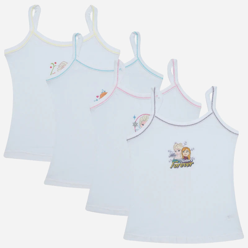 Bodycare Frozen Girls Cotton Vest Dori Neck Sleeveless Solid Pack