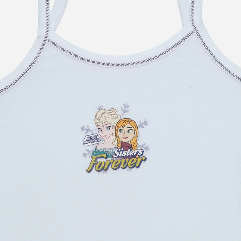 Bodycare Frozen Girls Cotton Vest Dori Neck Sleeveless Solid Pack Of 4