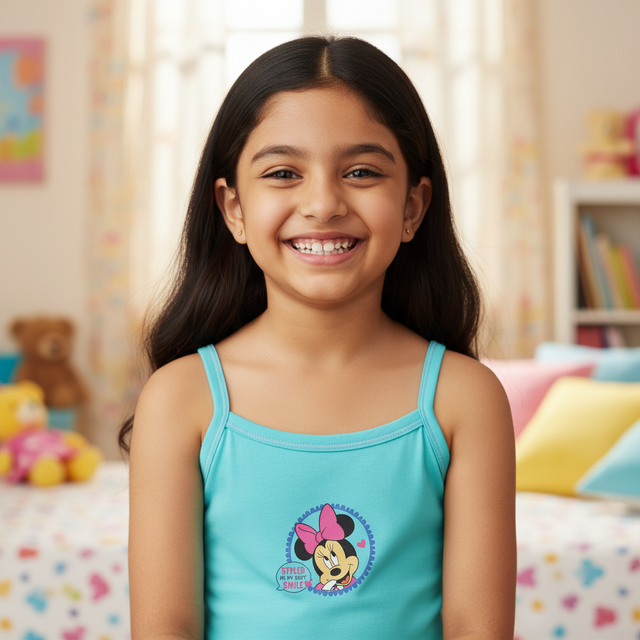 Girls Minnie & Friends Vest Dori Neck Sleeveless Pack of 4 - Bodycare