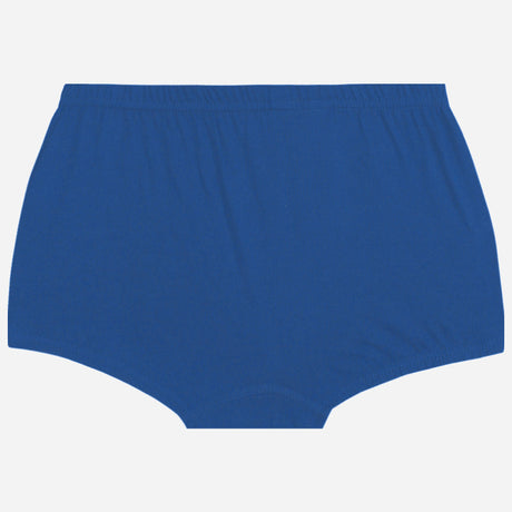 Blue cotton kids innerwear briefs with elastic waistband on white background