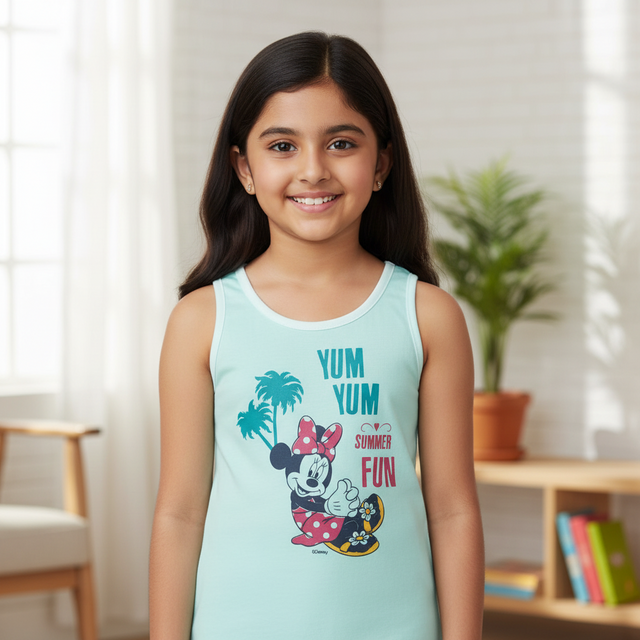 Girls Minnie & Friends Vest Round Neck Sleeveless Pack of 6 - Bodycare