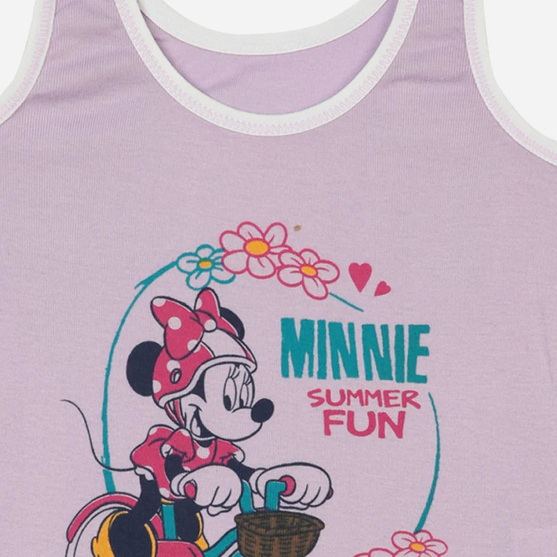 Girls Minnie & Friends Vest Round Neck Sleeveless Pack of 6 - Bodycare