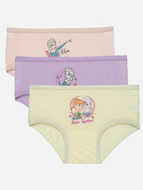 Girls' cotton underwear multipack featuring Frozen Elsa and Anna prints, pastel colors