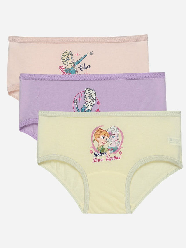Girls' cotton underwear multipack featuring Frozen Elsa and Anna prints, pastel colors