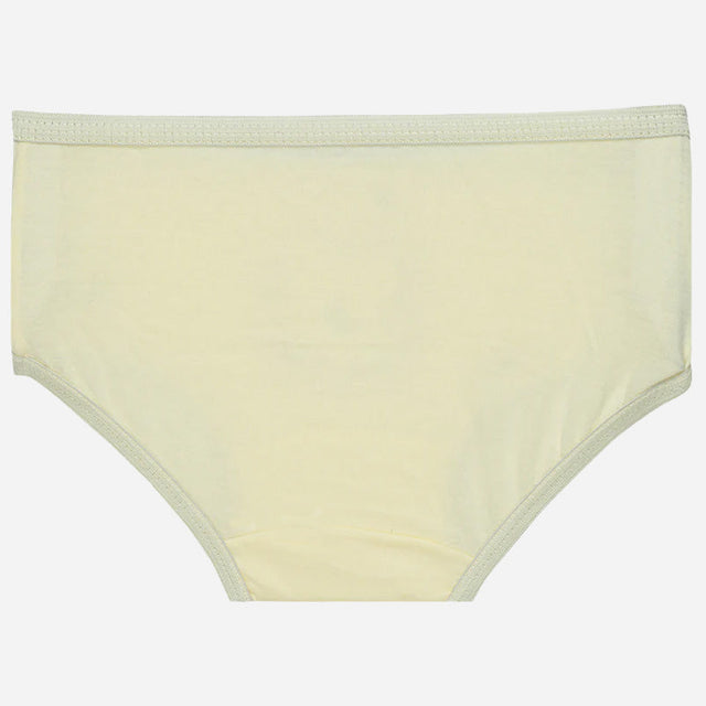 Light yellow cotton kids brief, soft elastic waistband, plain design, innerwear